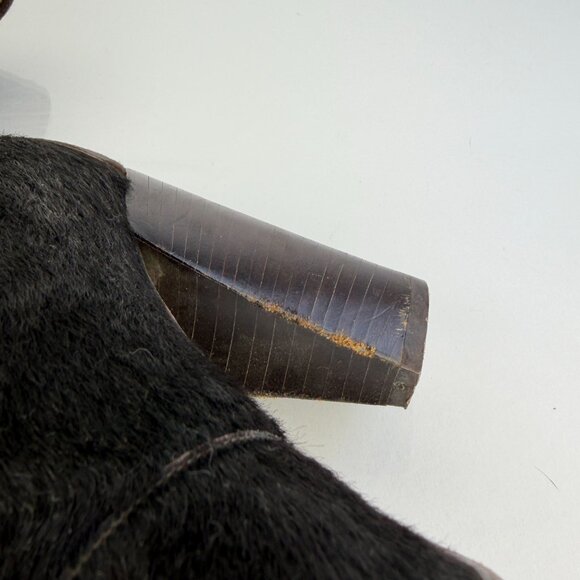 Philippe Model Black Pony Hair Leather Ankle Boots 3.5" Block Heel Made in Italy - Picture 8 of 9